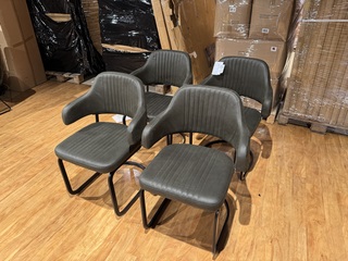 Set van 6 eetkamerstoelen, groen/moss microvezelstof, metalen onderste